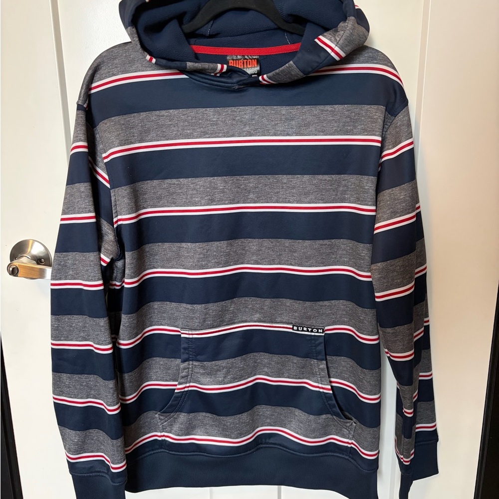 Burton Men's Navy and Gray Striped Hoodie